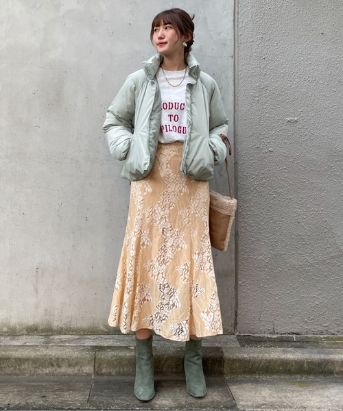 EPIMI E'PIMMY（エピミエピミー）の「スタンドカラーショートファイバーダウンコート（ダウンジャケット/コート・レディース・ブラック/ベージュ/アイボリー/ミント・MEDIUM）」の7枚目の写真