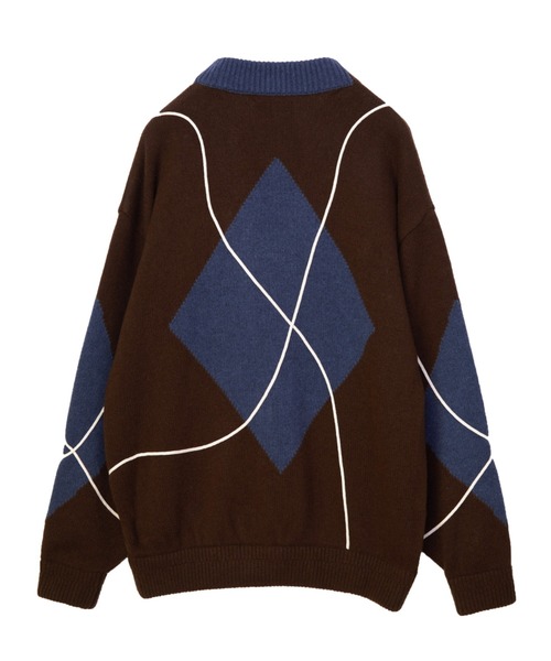 TAUPE(トープ)の「【TAUPE/トープ】ストレインアーガイルカーディガン(カーディガン/ボレロ・メンズ・ダークグリーン/ブラウン・2)」の11枚目の写真