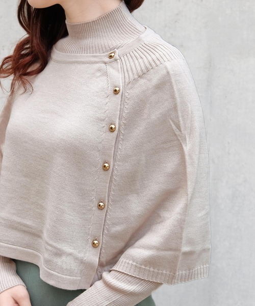 STRAWBERRY-FIELDS(ストロベリーフィールズ)の「ウールブッセ ポンチョ付きニット(ニット/セーター・レディース・マスタード/トップグレー/ベージュ・2)」の8枚目の写真