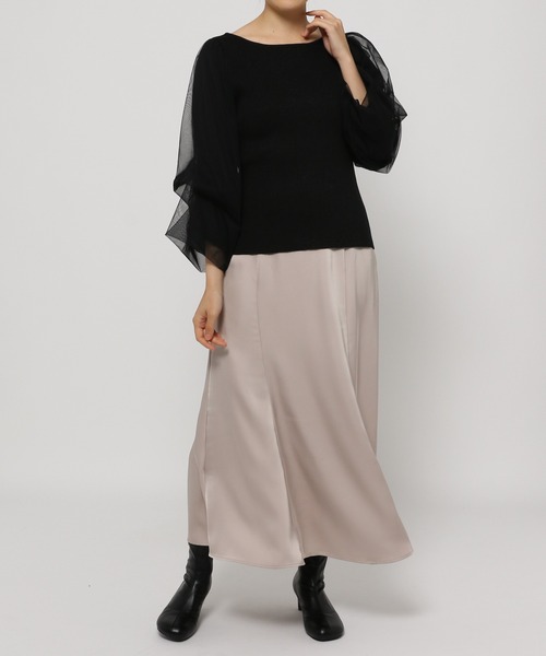 mysty woman（ミスティウーマン）の「チュールタックスリーブラメニット 235306（ニット/セーター・レディース・ライトグレー/ブラック/カーキ・FREE）」の14枚目の写真