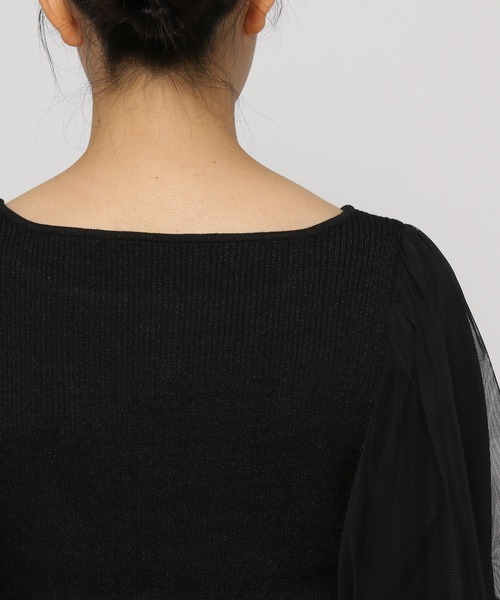 mysty woman（ミスティウーマン）の「チュールタックスリーブラメニット 235306（ニット/セーター・レディース・ライトグレー/ブラック/カーキ・FREE）」の8枚目の写真