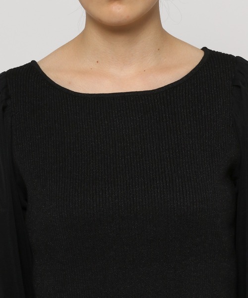 mysty woman（ミスティウーマン）の「チュールタックスリーブラメニット 235306（ニット/セーター・レディース・ライトグレー/ブラック/カーキ・FREE）」の13枚目の写真