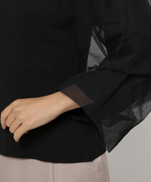 mysty woman（ミスティウーマン）の「チュールタックスリーブラメニット 235306（ニット/セーター・レディース・ライトグレー/ブラック/カーキ・FREE）」の15枚目の写真