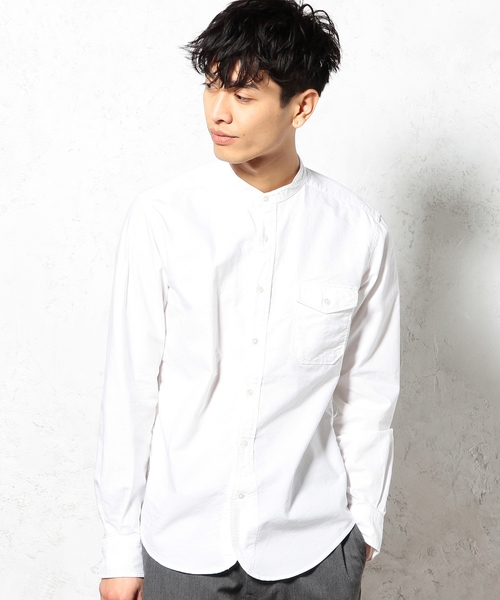 green label relaxing（グリーンレーベルリラクシング）の「OX BAND/C H/PL シャツ ◆（シャツ/ブラウス・メンズ・ホワイト/ネイビー・MEDIUM/LARGE/SMALL）」の2枚目の写真