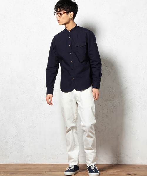 green label relaxing（グリーンレーベルリラクシング）の「OX BAND/C H/PL シャツ ◆（シャツ/ブラウス・メンズ・ホワイト/ネイビー・MEDIUM/LARGE/SMALL）」の8枚目の写真