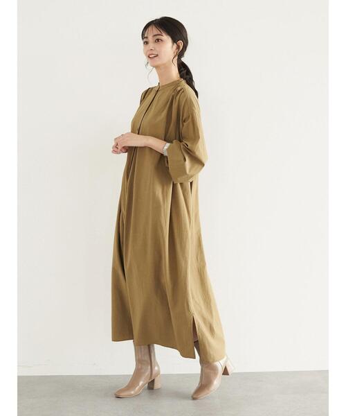 CRAFT STANDARD BOUTIQUE（クラフトスタンダードブティック）の「スタンドカラーシャツワンピース　＊（シャツワンピース・レディース・ブラック/カーキ/ブルー/グレイッシュベージュ・FREE）」の11枚目の写真