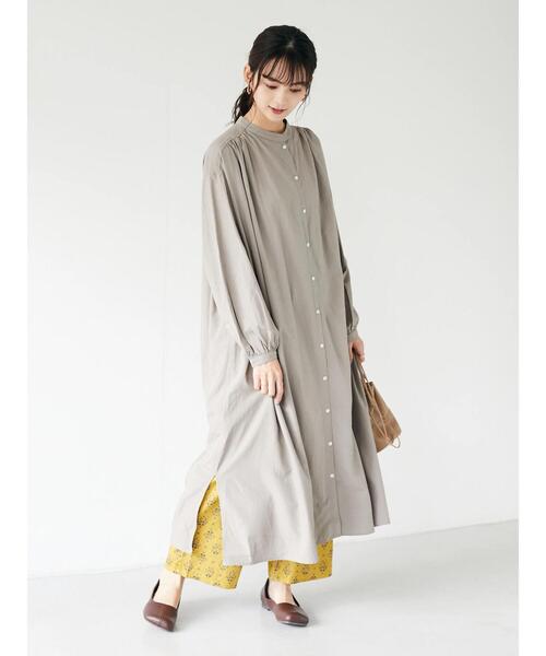 CRAFT STANDARD BOUTIQUE（クラフトスタンダードブティック）の「スタンドカラーシャツワンピース　＊（シャツワンピース・レディース・ブラック/カーキ/ブルー/グレイッシュベージュ・FREE）」の14枚目の写真