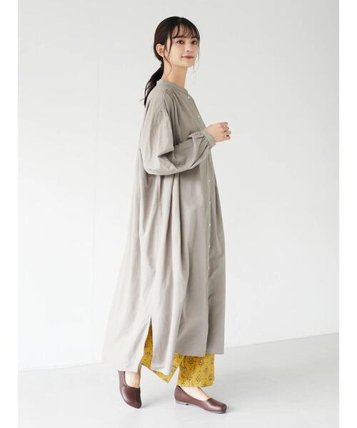 CRAFT STANDARD BOUTIQUE（クラフトスタンダードブティック）の「スタンドカラーシャツワンピース　＊（シャツワンピース・レディース・ブラック/カーキ/ブルー/グレイッシュベージュ・FREE）」の15枚目の写真