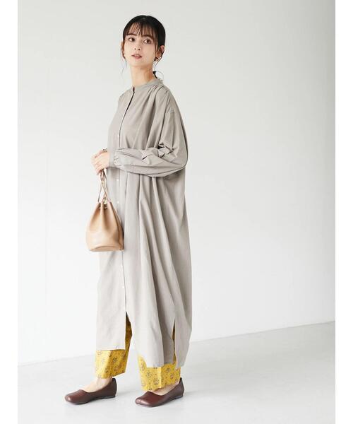 CRAFT STANDARD BOUTIQUE（クラフトスタンダードブティック）の「スタンドカラーシャツワンピース　＊（シャツワンピース・レディース・ブラック/カーキ/ブルー/グレイッシュベージュ・FREE）」の16枚目の写真