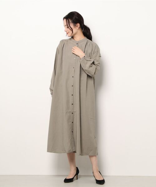 CRAFT STANDARD BOUTIQUE（クラフトスタンダードブティック）の「スタンドカラーシャツワンピース　＊（シャツワンピース・レディース・ブラック/カーキ/ブルー/グレイッシュベージュ・FREE）」の5枚目の写真