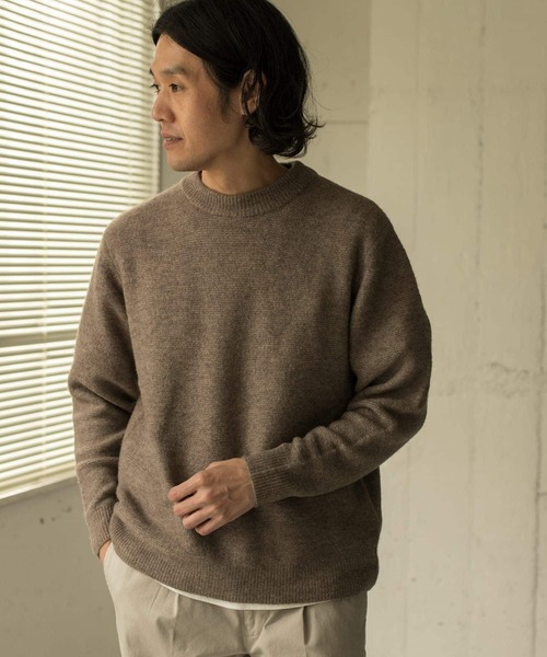 URBAN RESEARCH DOORS（アーバンリサーチドアーズ）の「ストレッチウール クルーネックニット∴（ニット/セーター・メンズ・チャコールグレー/ライトグレー/ベージュ/ブルー/ピンク系その他・40/38）」の4枚目の写真