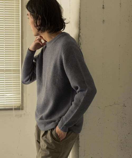 URBAN RESEARCH DOORS（アーバンリサーチドアーズ）の「ストレッチウール クルーネックニット∴（ニット/セーター・メンズ・チャコールグレー/ライトグレー/ベージュ/ブルー/ピンク系その他・40/38）」の5枚目の写真