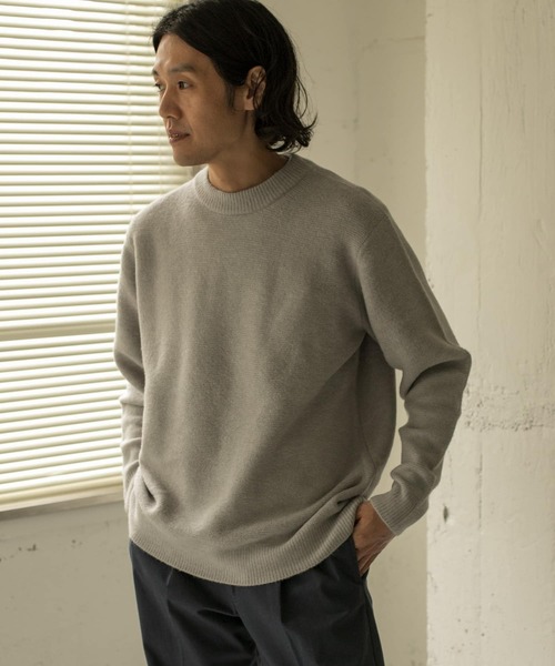 URBAN RESEARCH DOORS（アーバンリサーチドアーズ）の「ストレッチウール クルーネックニット∴（ニット/セーター・メンズ・チャコールグレー/ライトグレー/ベージュ/ブルー/ピンク系その他・40/38）」の7枚目の写真