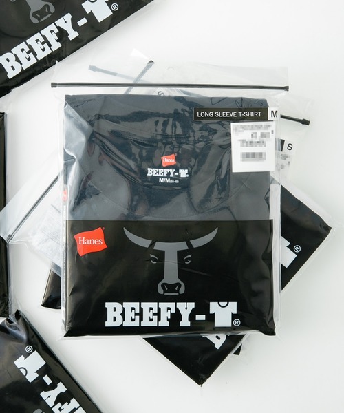 HANES(ヘインズ)の「【HANES/ヘインズ】BEFFY LONGSLEEVE TEE/ビーフィー/ロンT/無地/ユニセックス ヘビーウェイト(Tシャツ/カットソー・メンズ・グレー/ネイビー/ブラック/チャコールグレー/ホワイト・X-LARGE/LARGE/SMALL/MEDIUM/X-SMALL)」の2枚目の写真