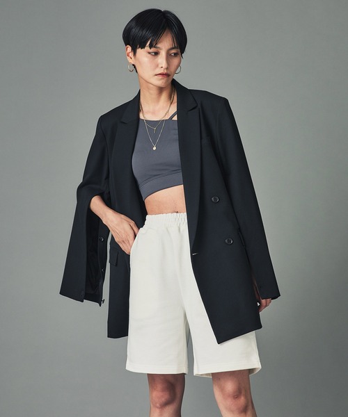 CITY TOKYO（シティトウキョウ）の「シルケット加工スウェットショートパンツ（スウェットパンツ・レディース・ホワイト/ダークグレー・1/2）」の4枚目の写真