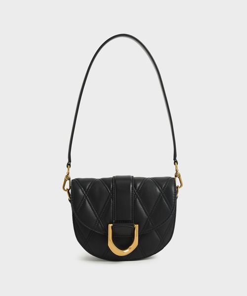 CHARLES & KEITH（チャールズ & キース）の「【販売終了】ミニガビーヌ キルテッドサドルバッグ / Mini Gabine Quilted Saddle Bag（ショルダーバッグ・レディース・ブラック/オリーブ/ブルー系その他4・S）」の2枚目の写真