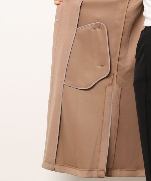 HERENCIA（ヘレンチア）の「バックシャン サイドテープ エアクッション ノーカラー ロングコート（ノーカラーコート・レディース・ライトブルー/ブラック/ライトブラウン/ミント/グレイッシュベージュ・MEDIUM）」の7枚目の写真