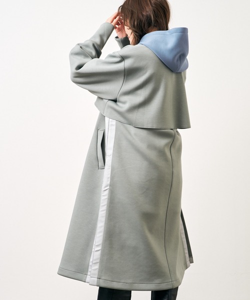HERENCIA（ヘレンチア）の「バックシャン サイドテープ エアクッション ノーカラー ロングコート（ノーカラーコート・レディース・ライトブルー/ブラック/ライトブラウン/ミント/グレイッシュベージュ・MEDIUM）」の21枚目の写真