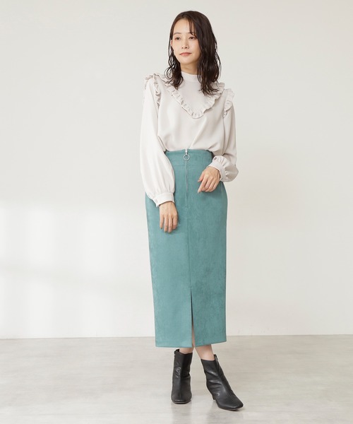 N.（N. Natural Beauty Basic）（エヌエヌナチュラルビューティーベーシック）の「【S Size Line】◆フェイクスウェードタイトスカート（スカート・レディース・モカ/ピンク/グリーン/グレー・SMALL/MEDIUM）」の21枚目の写真