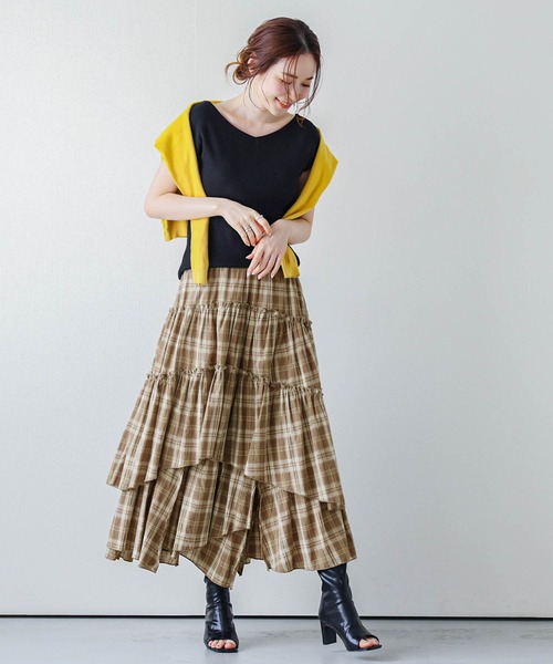 La-gemme（ラジェム）の「イレギュラーヘムティアードスカート（スカート・レディース・ブラック/ブラウン/ベージュ/グリーン/ミント/ホワイト/ホワイト系その他/ブラウン系その他・M/L）」の5枚目の写真