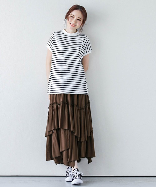 La-gemme（ラジェム）の「イレギュラーヘムティアードスカート（スカート・レディース・ブラック/ブラウン/ベージュ/グリーン/ミント/ホワイト/ホワイト系その他/ブラウン系その他・M/L）」の4枚目の写真
