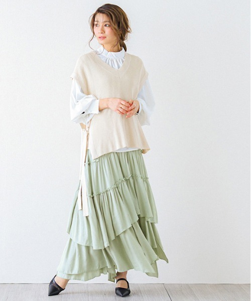 La-gemme（ラジェム）の「イレギュラーヘムティアードスカート（スカート・レディース・ブラック/ブラウン/ベージュ/グリーン/ミント/ホワイト/ホワイト系その他/ブラウン系その他・M/L）」の8枚目の写真