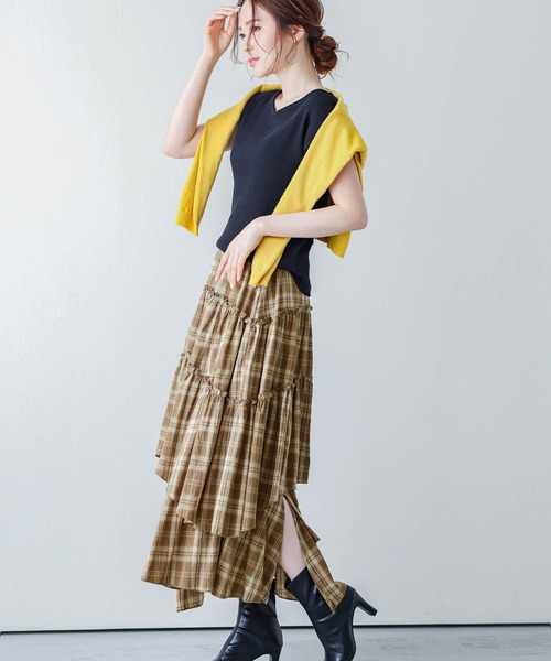 La-gemme（ラジェム）の「イレギュラーヘムティアードスカート（スカート・レディース・ブラック/ブラウン/ベージュ/グリーン/ミント/ホワイト/ホワイト系その他/ブラウン系その他・M/L）」の14枚目の写真