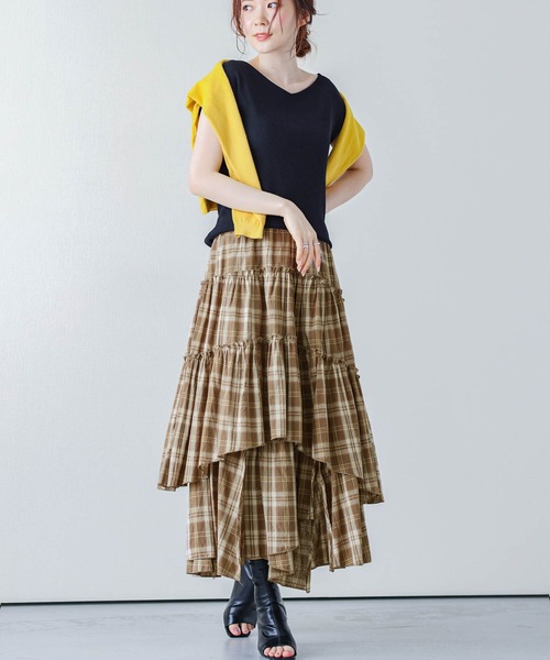 La-gemme（ラジェム）の「イレギュラーヘムティアードスカート（スカート・レディース・ブラック/ブラウン/ベージュ/グリーン/ミント/ホワイト/ホワイト系その他/ブラウン系その他・M/L）」の13枚目の写真