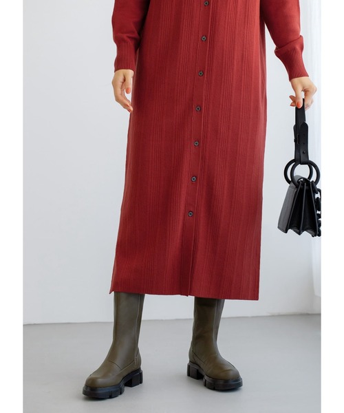 STYLE DELI(スタイルデリ)の「【LUXE】ポロ襟リブニットワンピース(ワンピース・レディース・ネイビー/レッド・01/02)」の19枚目の写真