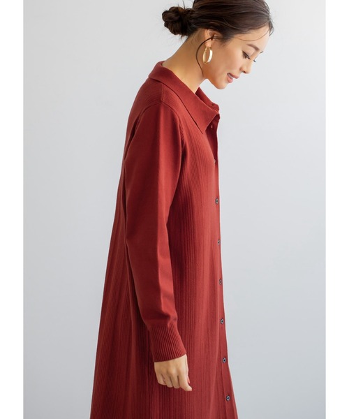 STYLE DELI(スタイルデリ)の「【LUXE】ポロ襟リブニットワンピース(ワンピース・レディース・ネイビー/レッド・01/02)」の21枚目の写真