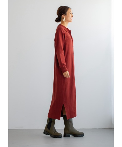 STYLE DELI(スタイルデリ)の「【LUXE】ポロ襟リブニットワンピース(ワンピース・レディース・ネイビー/レッド・01/02)」の22枚目の写真