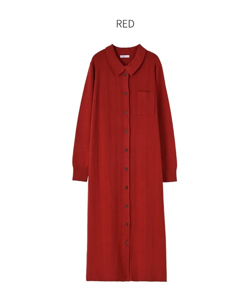 STYLE DELI(スタイルデリ)の「【LUXE】ポロ襟リブニットワンピース(ワンピース・レディース・ネイビー/レッド・01/02)」の3枚目の写真