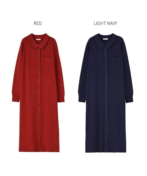 STYLE DELI(スタイルデリ)の「【LUXE】ポロ襟リブニットワンピース(ワンピース・レディース・ネイビー/レッド・01/02)」の15枚目の写真