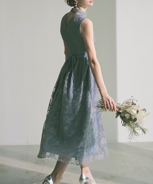 RUIRUE BOUTIQUE(ルイルエブティック)の「プチハイネックロングレースワンピース結婚式 お呼ばれ パーティー ドレス(ドレス・レディース・ブルー/パープル/ブラック/ベージュ・S/M/L)」の12枚目の写真