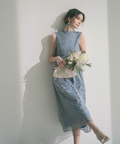 RUIRUE BOUTIQUE(ルイルエブティック)の「プチハイネックロングレースワンピース結婚式 お呼ばれ パーティー ドレス(ドレス・レディース・ブルー/パープル/ブラック/ベージュ・S/M/L)」の14枚目の写真