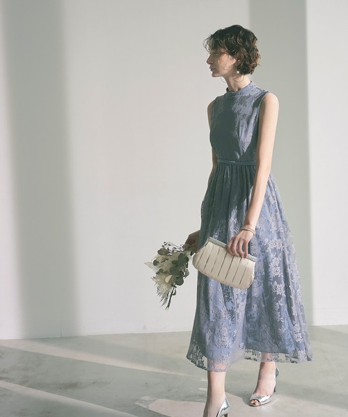 RUIRUE BOUTIQUE(ルイルエブティック)の「プチハイネックロングレースワンピース結婚式 お呼ばれ パーティー ドレス(ドレス・レディース・ブルー/パープル/ブラック/ベージュ・S/M/L)」の15枚目の写真
