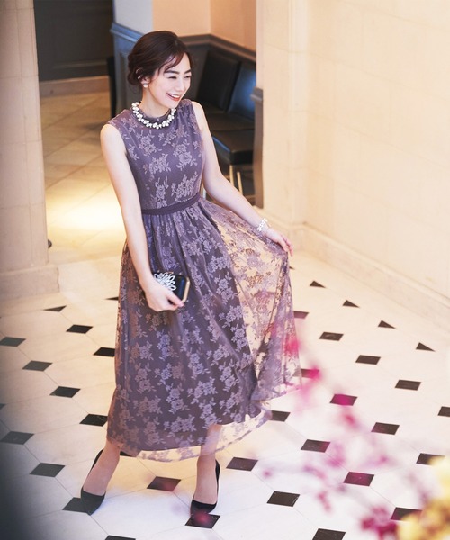 RUIRUE BOUTIQUE(ルイルエブティック)の「プチハイネックロングレースワンピース結婚式 お呼ばれ パーティー ドレス(ドレス・レディース・ブルー/パープル/ブラック/ベージュ・S/M/L)」の7枚目の写真