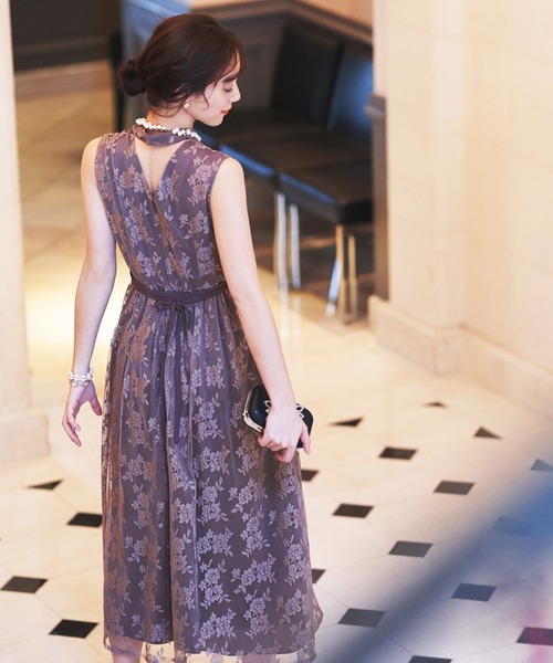RUIRUE BOUTIQUE(ルイルエブティック)の「プチハイネックロングレースワンピース結婚式 お呼ばれ パーティー ドレス(ドレス・レディース・ブルー/パープル/ブラック/ベージュ・S/M/L)」の8枚目の写真