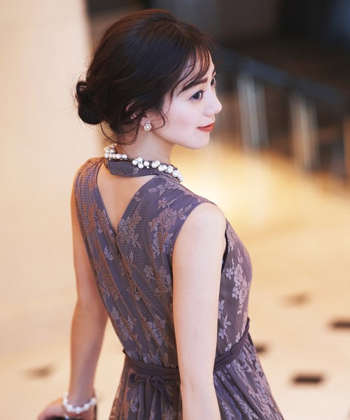 RUIRUE BOUTIQUE(ルイルエブティック)の「プチハイネックロングレースワンピース結婚式 お呼ばれ パーティー ドレス(ドレス・レディース・ブルー/パープル/ブラック/ベージュ・S/M/L)」の10枚目の写真