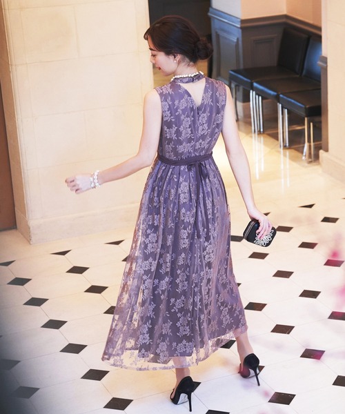 RUIRUE BOUTIQUE(ルイルエブティック)の「プチハイネックロングレースワンピース結婚式 お呼ばれ パーティー ドレス(ドレス・レディース・ブルー/パープル/ブラック/ベージュ・S/M/L)」の11枚目の写真