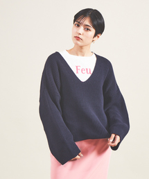 Rouge vif | 片畦2WAYローゲージニット(ニット/セーター)