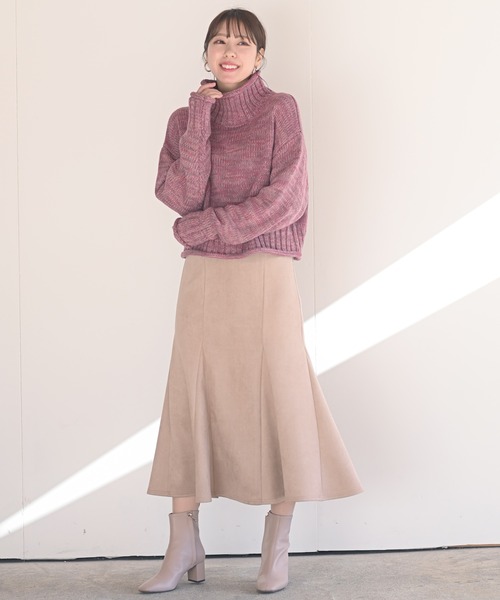 rps(アールピーエス)の「MIXニットタートルショート丈プルオーバー(ニット/セーター・レディース・ピンク/グリーン/アイボリー/マスタード/ブルーグリーン/パープル/オレンジ・M/フリー)」の21枚目の写真