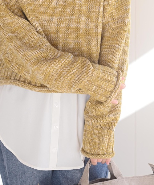 rps(アールピーエス)の「MIXニットタートルショート丈プルオーバー(ニット/セーター・レディース・ピンク/グリーン/アイボリー/マスタード/ブルーグリーン/パープル/オレンジ・M/フリー)」の16枚目の写真