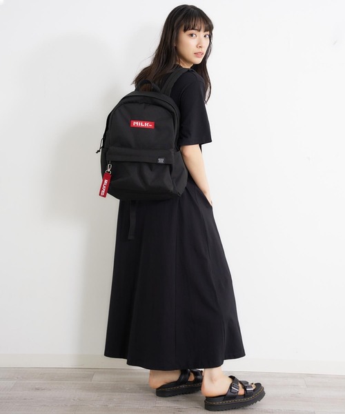 MILKFED.(ミルクフェド)の「MILKFED. BASIC DAYPACK/ブランドロゴ デイパック/リュックサック/バックパック(バックパック/リュック・レディース・ブラック/レッド/ライトパープル/ライトピンク/ライトグリーン・ONE SIZE)」の6枚目の写真