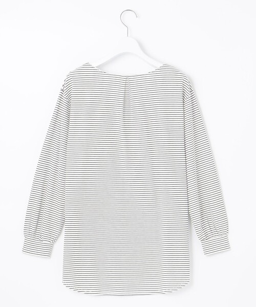 J.PRESS(ジェイプレス)の「ボーダー ロング ラウンドヘム Tシャツ(Tシャツ/カットソー・レディース・ホワイト系1・F)」の7枚目の写真