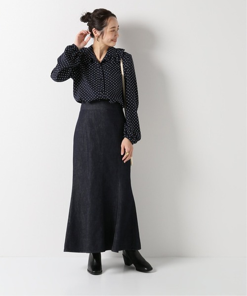 La TOTALITE(ラトータリテ)の「ドットフリルカラーシャツ【手洗い可能】(シャツ/ブラウス・レディース・ネイビー/オリーブ/サックスブルー・FREE)」の5枚目の写真