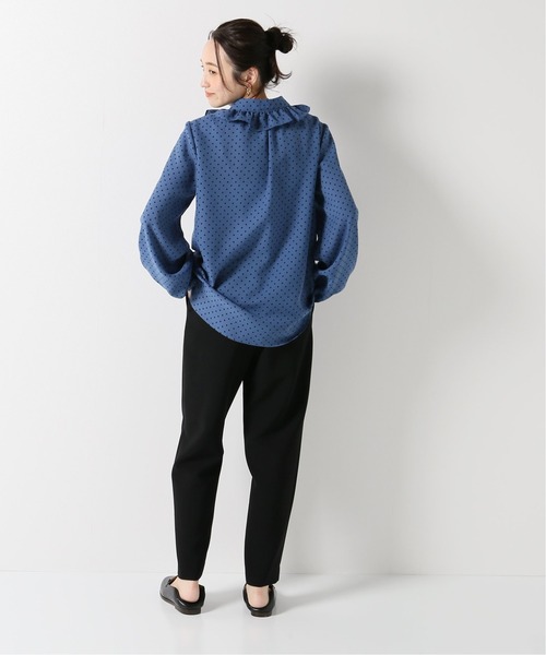 La TOTALITE(ラトータリテ)の「ドットフリルカラーシャツ【手洗い可能】(シャツ/ブラウス・レディース・ネイビー/オリーブ/サックスブルー・FREE)」の9枚目の写真