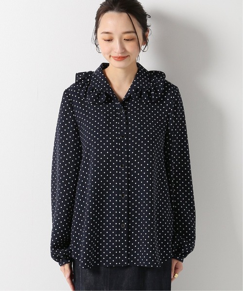 La TOTALITE(ラトータリテ)の「ドットフリルカラーシャツ【手洗い可能】(シャツ/ブラウス・レディース・ネイビー/オリーブ/サックスブルー・FREE)」の20枚目の写真