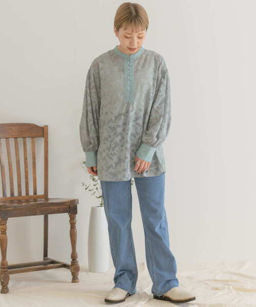 ITEMS URBANRESEARCH（アイテムズ アーバンリサーチ）の「リーフジャガードブラウス（シャツ/ブラウス・レディース・グレー/グリーン/グレー系その他・FREE）」の10枚目の写真