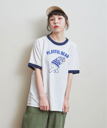 CHILD WOMAN | 5.3oz ベアープリント リンガーTシャツ(Tシャツ/カットソー)